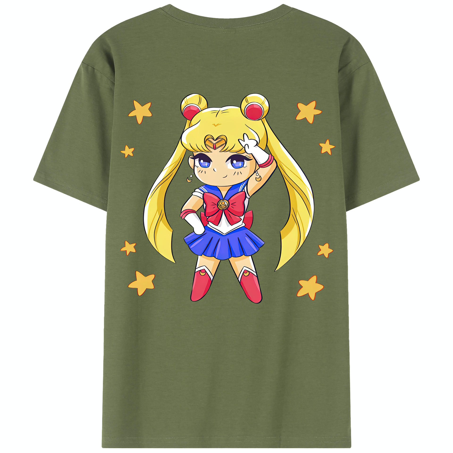 （画像用） 美少女戦士セーラームーン 月野 うさぎ つきの うさぎ Sailor Moon Tsukino Usagi 綿100％半袖Tシャツ（背面プリント）